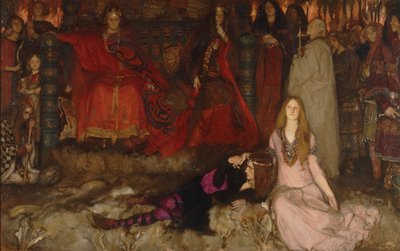 La escena del juego en Hamlet, Acto III, Escena II de Edwin Austin Abbey