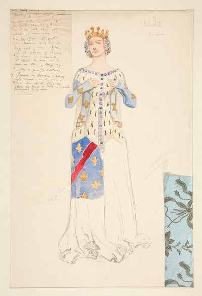 La reina, boceto de vestuario para el rey Ricardo II de Edwin Austin Abbey