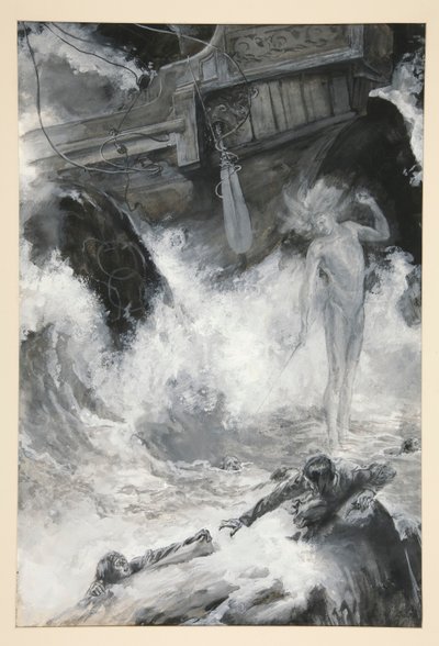 El naufragio, ilustración del Acto I, Escena i, La tempestad de Edwin Austin Abbey