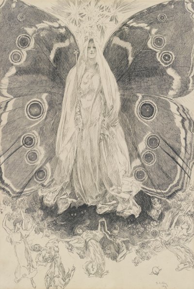 Titania, ilustración para el Acto II, Escena II, Una noche de verano de Edwin Austin Abbey