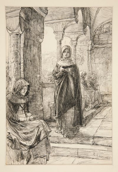 Dos figuras femeninas en el claustro, de El claustro de Edwin Austin Abbey