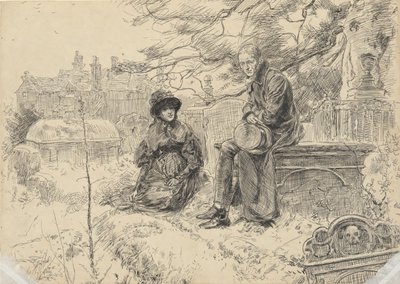 Dos figuras en un cementerio de Edwin Austin Abbey