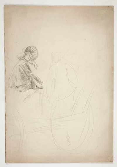 Dos figuras sentadas en un carro - (ilustración no identificada) de Edwin Austin Abbey