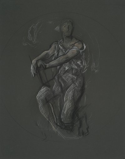 Estudio de figura no identificada para proyecto mural en el edificio del capitolio del estado de Pensilvania, Harrisburg, 1902-1911 de Edwin Austin Abbey