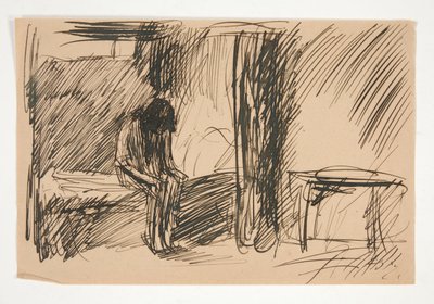 Ilustración no identificada- Estudio de persona en prisión de Edwin Austin Abbey