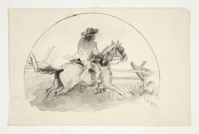 Ilustración no identificada [Hombre a caballo] de Edwin Austin Abbey