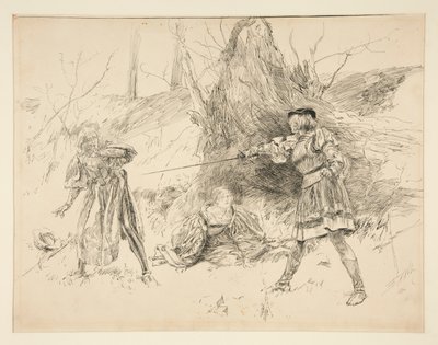 Valentine rescata a Sylvia, del Acto V, Escena IV, Dos caballeros de Verona de Edwin Austin Abbey