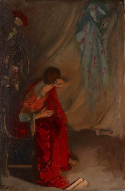Dentro de la Tienda de Bruto: Entra el Fantasma de César, Julio César, Acto IV, Escena III de Edwin Austin Abbey