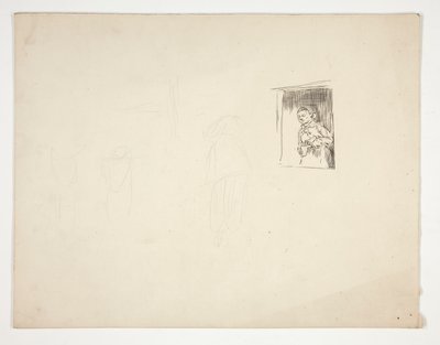 mujer, en, ventana, -, no identificado, ilustración de Edwin Austin Abbey