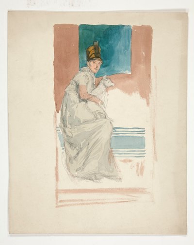 Mujer sosteniendo un perro faldero de Edwin Austin Abbey