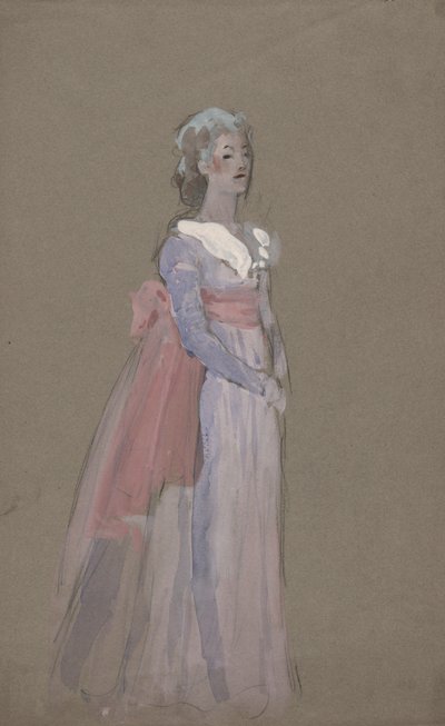 Mujer con vestido Imperio - estudio de vestuario para La Tosca de Edwin Austin Abbey