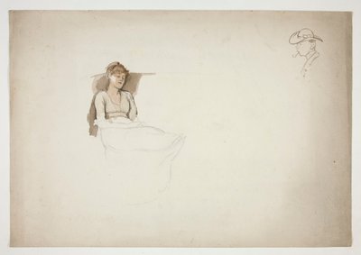 mujer sentada en una silla, durmiendo de Edwin Austin Abbey
