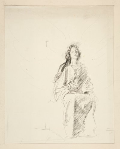 Mujer sentada, boceto de una obra de Shakespeare no identificada de Edwin Austin Abbey