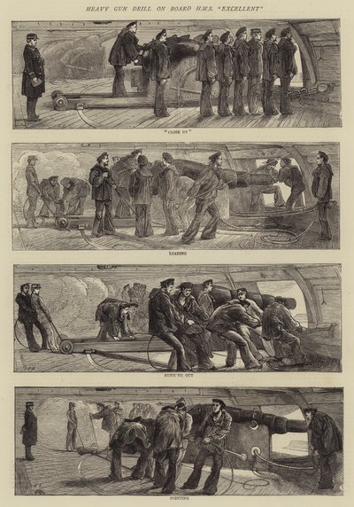 Ejercicio de artillería pesada a bordo del HMS Excellent de Edwin Buckman