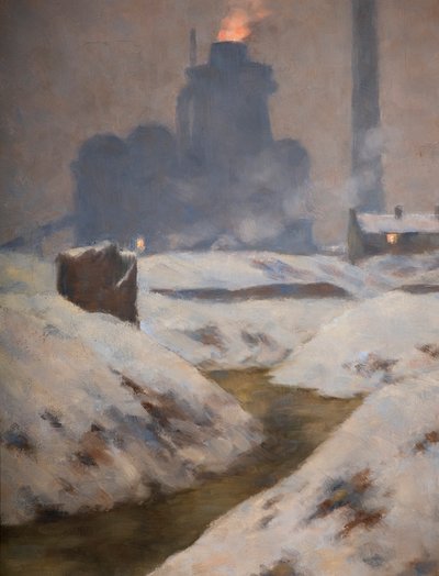 Horno y nieve, paisaje (óleo sobre lienzo) de Edwin Butler Bayliss
