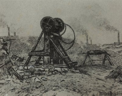 Winding Gear (carboncillo sobre papel) de Edwin Butler Bayliss
