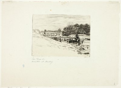 Whistler Dibujando en Moulsey Lock de Edwin Edwards