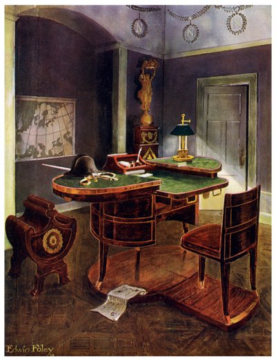 Escritorio de campaña de Napoleón I, Chateau de la Malmaison, Francia, 1911-1912 de Edwin Foley