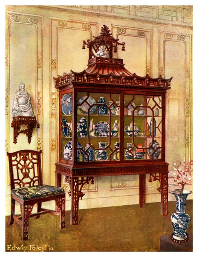 Vitrina tallada en estilo chino de Chippendale, 1911-1912 de Edwin Foley
