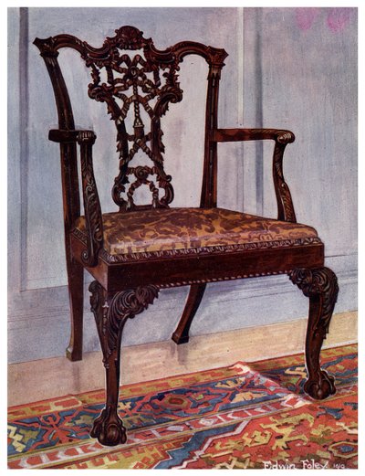Silla de caoba, estilo Chippendale, 1911-1912 de Edwin Foley