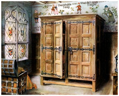 Prensa de roble, Strangers Hall, Norwich, Norfolk, 1910 de Edwin Foley