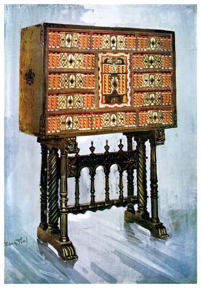 Gabinete Vargueno de castaño, marfil y otros materiales, 1910 de Edwin Foley