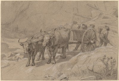 Bueyes y carro de descarga de Edwin Forbes
