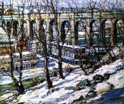 Puente Alto en el río Harlem, EE.UU., c.1907 de Edwin H. Gunn