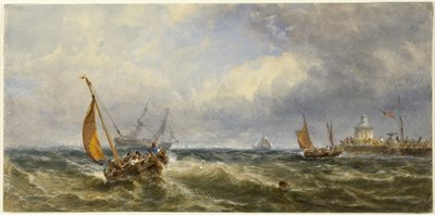 Vista Costera con Barcos de Edwin Hayes
