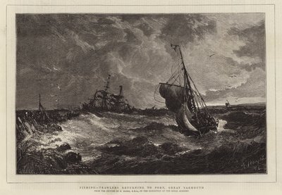 Pesca, arrastreros regresando al puerto, Great Yarmouth de Edwin Hayes