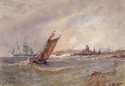 St Peter Port, Guernsey (litografía en color) de Edwin Hayes