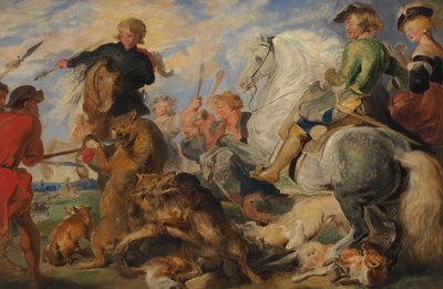 Copia de La Caza del Lobo y el Zorro de Rubens, ca. 1824-26 de Edwin Landseer