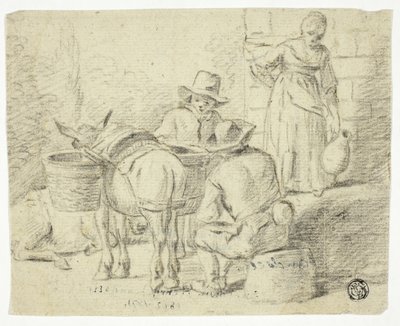 Hombres y burros, Mujer con cántaro de Edwin Henry Landseer