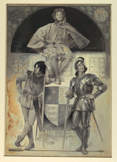 Páginas y caballeros, frontispicio de "El hombre de armas" de Edwin Howland Blashfield
