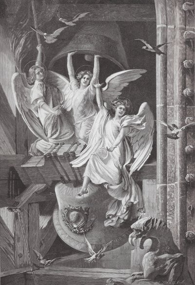 Las campanas de Navidad (litografía en color) de Edwin Howland Blashfield