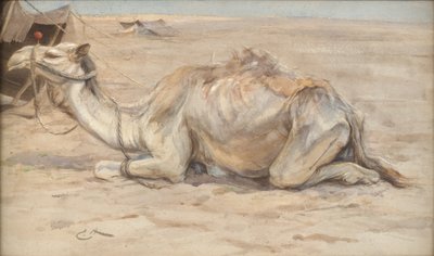Camello en el campamento del artista con beduinos de Edwin John Alexander