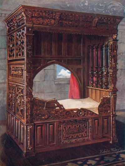 Cama tallada de roble de Jeanne D