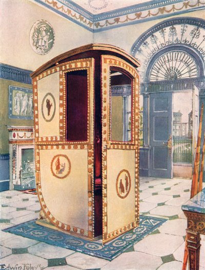 Silla de manos pintada y lacada con techo abovedado de Edwin John Foley