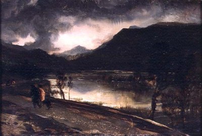 Escena de lago al atardecer de Edwin Landseer