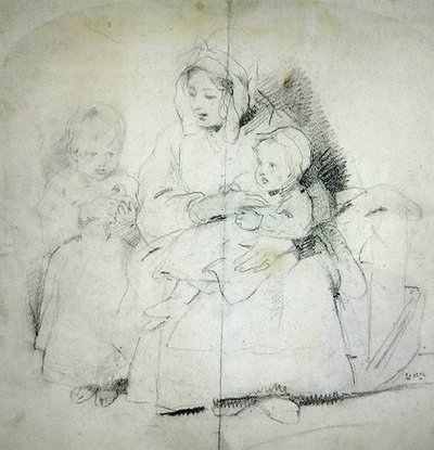 Una madre con dos niños de Edwin Landseer
