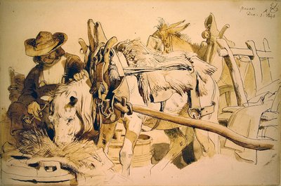 Un pony y un carro en Ginebra de Edwin Landseer