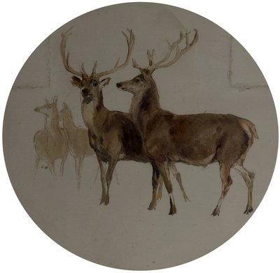 Ciervos en un paisaje (Estudios de ciervos) de Edwin Landseer