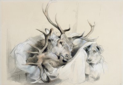 Cabezas de ciervos y perro, 1857 de Edwin Landseer