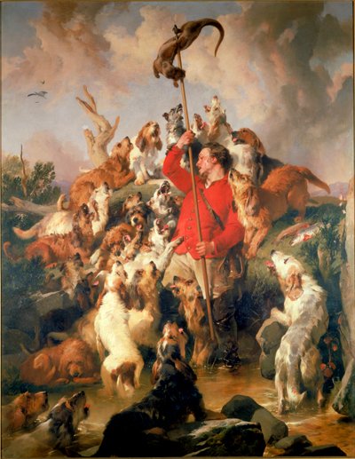 La nutria alanceada, los Otterhounds del Conde de Aberdeen, c.1844 (óleo sobre lienzo) de Edwin Landseer