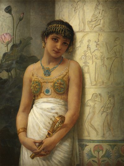 Una niña egipcia con un sistro, 1886 de Edwin Longsden Long
