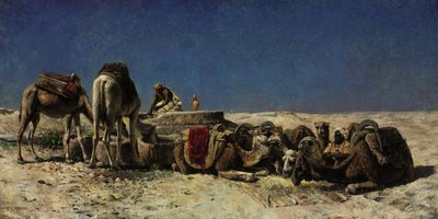 Camellos junto a una cisterna de Edwin Lord Weeks