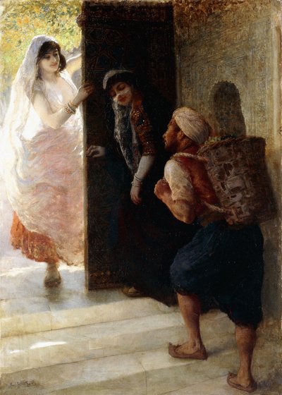 Las mil y una noches, el portero de Bagdad, c.1900 de Edwin Lord Weeks