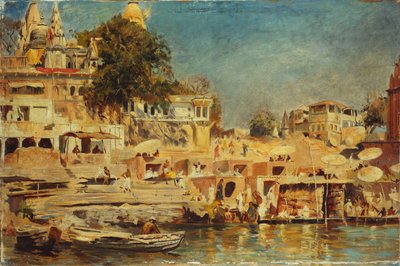 Vista de los Ghats en Benarés, 1873 de Edwin Lord Weeks