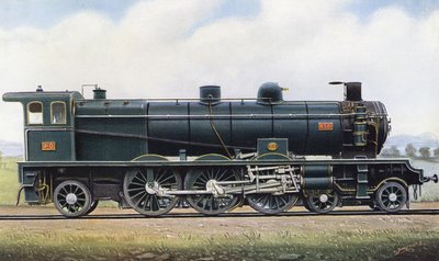 El producto de dos Repúblicas: Máquina de vapor tipo "Pacific" no. 4501, Ferrocarril París - Orleans. 1910 (litografía) de Edwin Thomas Rudd