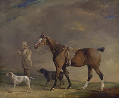 Un Deportista con Pony de Caza y Perros de Caza de Edwin W. Cooper